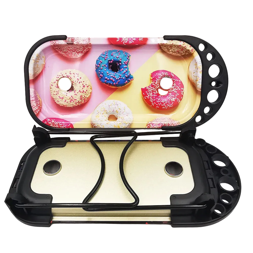 9 X 4 Inch Foldable Rolling Tray Set with Loader Filler Brush King Size Fold Rolling Tray Machine Stand Tools